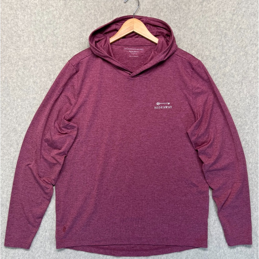 Holderness & Bourne Mens Hideaway Hoodie Pullover Maroon Heather Performance L